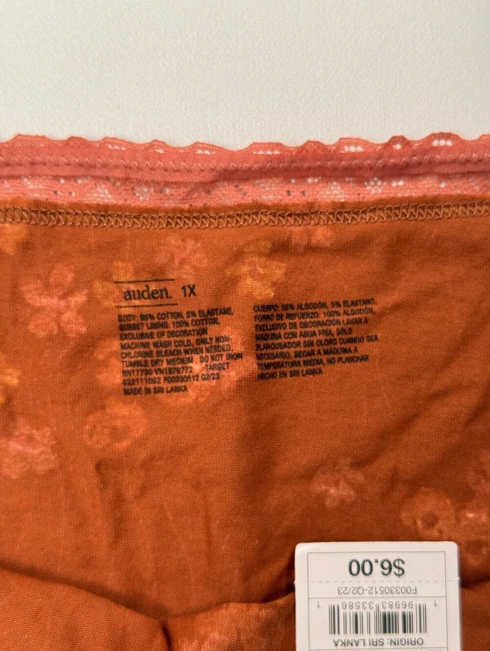 Auden Floral Hipster Rust Vintage Printed - Womens 1X